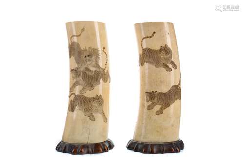 A PAIR OF EARLY 20TH CENTURY IVORY TUSK SECTIONS