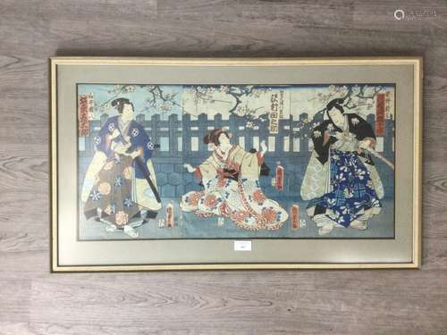 AN EARLY 20TH CENTURY JAPANESE WOODBLOCK TRIPTYCH