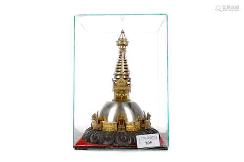 A 20TH CENTURY THAI BI METAL MODEL OF A TEMPLE