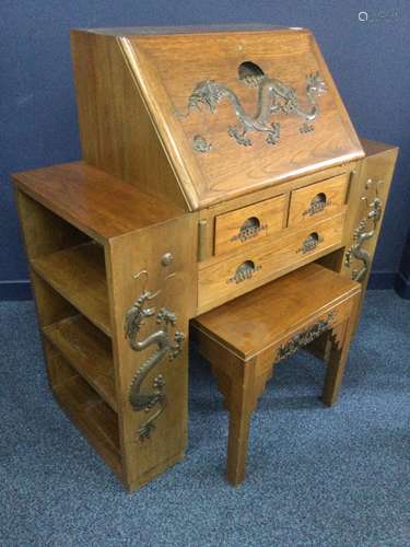 A 20TH CENTURY CHINESE BUREAU AND STOOL