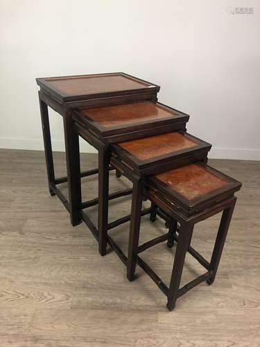 A 20TH CENTURY CHINESE NEST OF FOUR TABLES