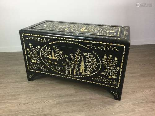 A CHINESE EBONISED CAMPHORWOOD BLANKET CHEST