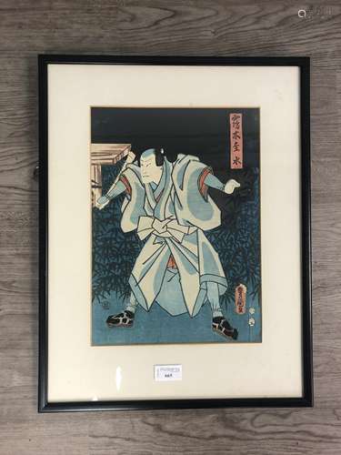 ACTOR WITH BAMBOO CLUB, A WOODBLOCK PRINT BY UTAGAWA KUNISAD...