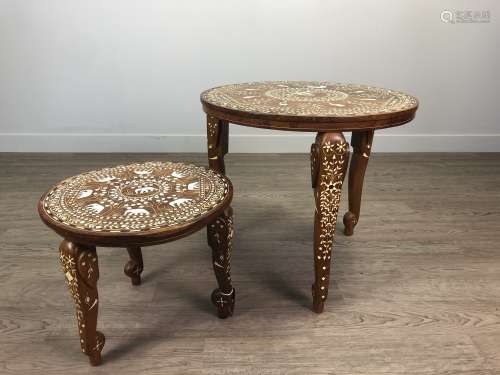A SET OF TWO INDIAN CIRCULAR OCCASIONAL TABLES