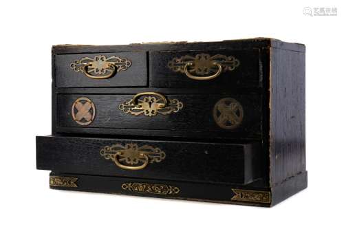 A MIDDLE EASTERN EBONISED WOOD TABLE CHEST