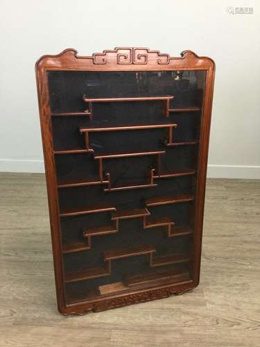 A 20TH CENTURY CHINESE WALL MOUNTING DISPLAY CABINET