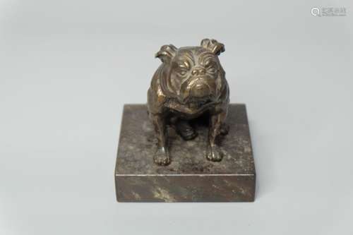 A BRONZE BULLDOG BUST / PAPER WEIGHT