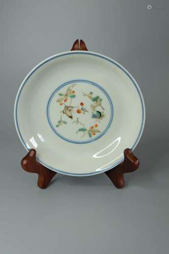 SMALL CHINESE FAMILLE ROSE PLATE ,DECORATED BUTTERFLY ,D 15C...