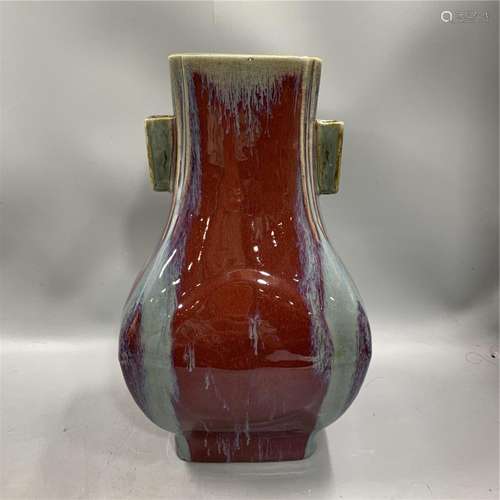 A CHINESE OX BLOOD CONG VASE ,H 30CM