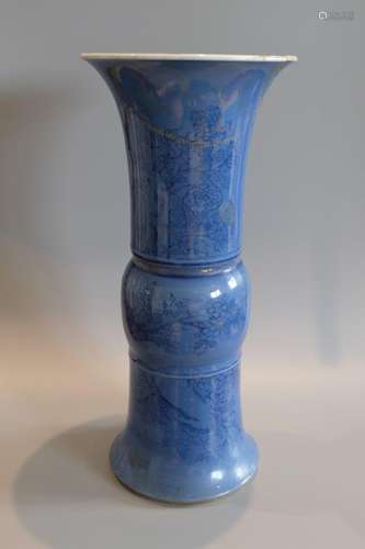 A LARGE CHINESE BLUE GROUND GU VASE , A/F ,H 43.8CM