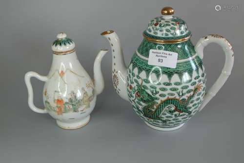 TWO CHINESE FAMILLE ROSE TEAPOT ,H 18CM AND 15CM.