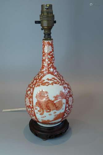 A CHINESE PORCELAIN BOTTLE VASE LAMP,H 31.5CM