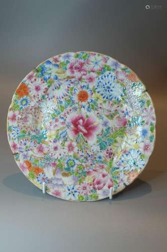 A CHINESE HUNDRED FLOWER PLATE ,D20.5CM