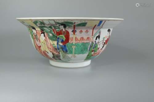 A LARGE CHINESE FAMILLE VERTE BOWL ,D 21.5CM , H 9.5CM