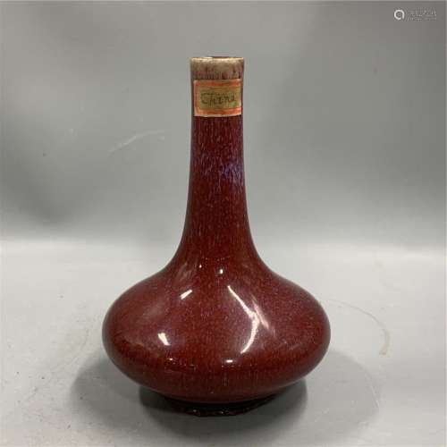 A CHINESE OX BLOOD GLAZED VAS H 15.5CM