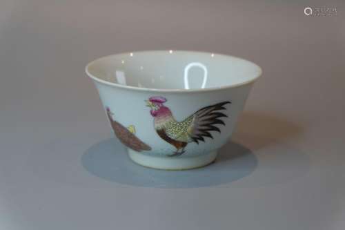 A CHINESE FAMILLE ROSE TEA BOWL,D 8.5CM ,H 4.5CM