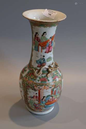 A LARGE CHINESE CANTON FAMILLE ROSE VASE , H 31CM