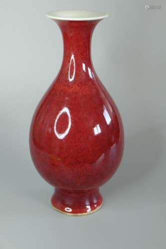 A CHINESE RED GLAZED VASE,H 23 CM.