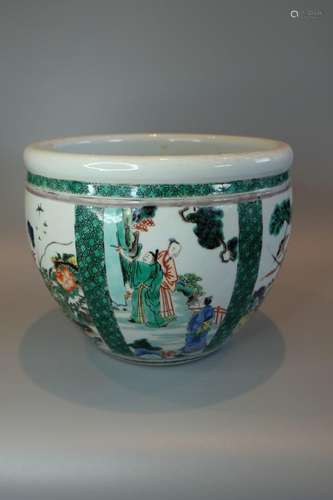 CHINESE FAMILLE VERTE JARDINERE  ,D 24CM H 19.5CM.