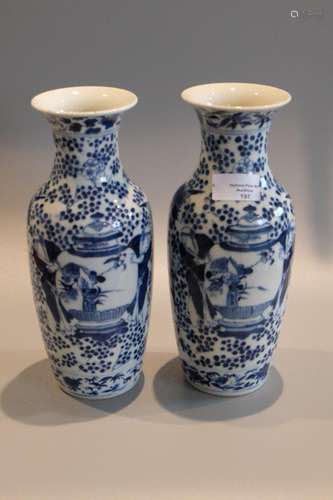 PAIR OF CHINESE BLUE AND WHITE VASE ,H25.5CM