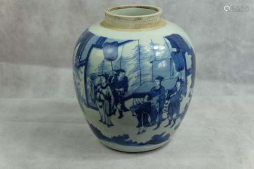  A LARGE CHINESE BLUE AND WHITE GINGER JAR ,HEIGHT 24CM  