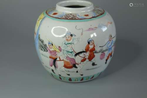 CHINESE FAMILLE ROSE GINGER JAR ,H 12CM