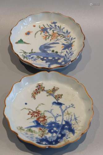 PAIR OF CHINESE BLUE AND WHITE DISH ,D 14.5CM