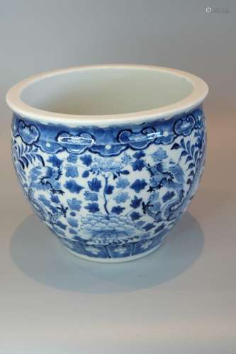 CHINESE BLUE AND WHITE JARDINERE , D18CM,H15.5CM