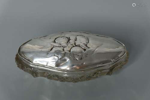 SILVER TOPPED GLASS DRESSING TABLE BOX