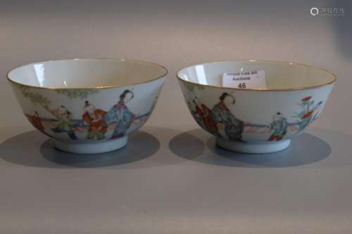 A PAIR OF CHINESE FAMILLE ROSE BOWL,D 12CM,H 5.7CM.