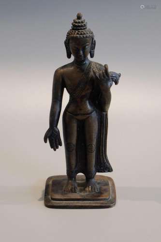 A HEAVY BRONZE CHINESE /TIBET BUDDHA ,H20.5CM