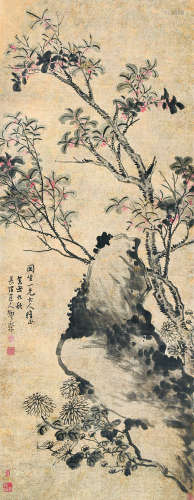 邓大林（?～1857） 菊石图 镜片 设色纸本