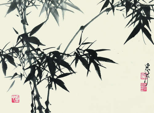 张采芹（1901～1984） 墨竹 镜片 水墨纸本