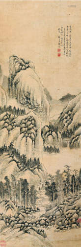 戴熙（1801～1860）（传） 甲辰1844）年作 碧树幽崖 立轴 设色纸本