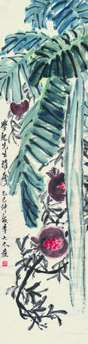 李大木（1926～2002） 芭蕉石榴 镜片 设色纸本