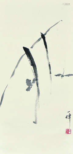 高一峰（1915～1972） 兰花与蜻蜓 立轴 水墨纸本