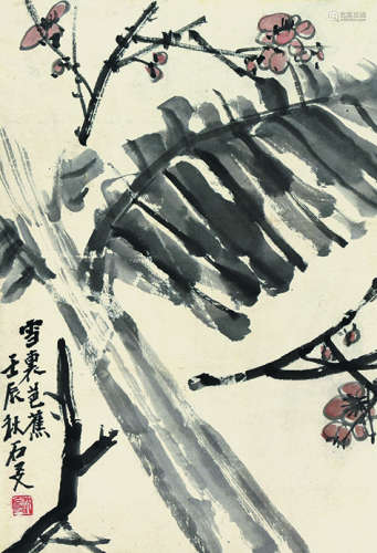 沈石友（1858～1917） 壬辰（1892）年作 雪裹芭蕉 立轴 设色纸本