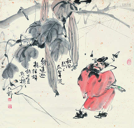 江野（b.1962） 钟馗图 镜片 设色纸本