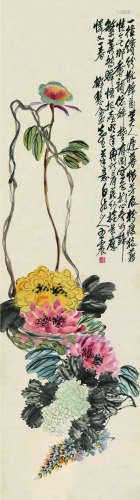 王震（1867～1938） 美人花 立轴 设色纸本