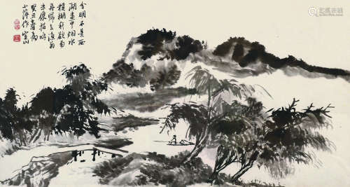 陈定山（1897～1987） 癸丑（1973）年作 扁舟归去 镜框 水墨纸本