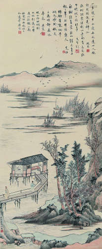 吴榖祥（1848～1903） 临明人诗画 立轴 设色纸本