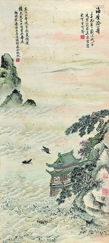 吴澡雪（1880～1951） 海屋添筹 镜片 设色纸本