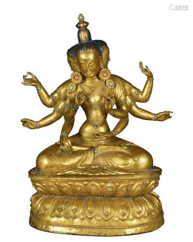 TIBET de l'EST, circa 1800. Sculpture traitée au repoussé re...