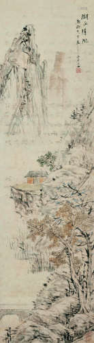 虚谷（1823～1896） 湖山清风 立轴 设色纸本