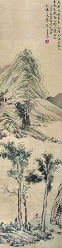 奚冈（1746～1803） 幽人树下坐 立轴 设色纸本