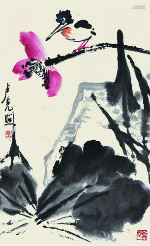 卢光照（1914～2001） 荷塘清趣 立轴 设色纸本