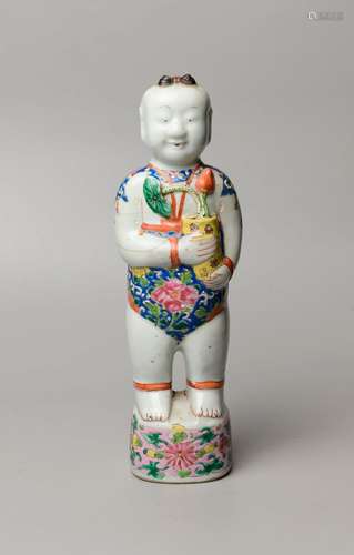 CHINE, XVIIIème siècle. Statuette de Hoho debut tenant un va...