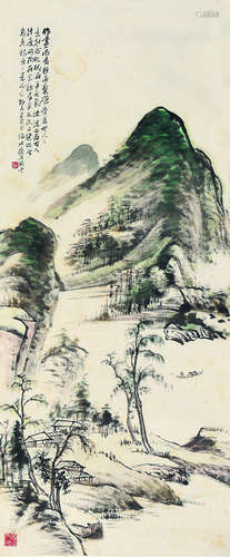 俞云（1864～1938） 青山幽居 立轴 设色纸本