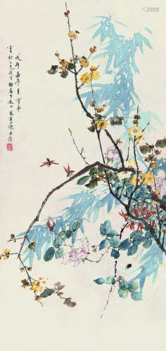 陈康侯（1866～1937） 戊午（1978）年作 清夏图 立轴 设色纸本