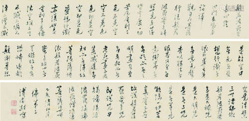 溥儒（1893～1966） 乙亥（1935）年作 行书般若波罗蜜多心经 手卷 纸本
